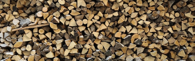 Pila di legna da ardere piegata all'aperto nel giorno d'inverno