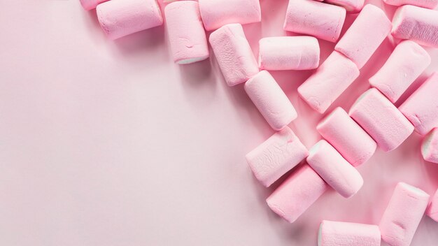 Pile of marshmallows on pink