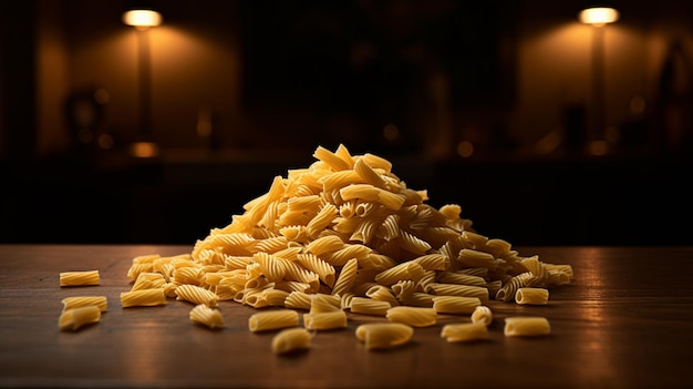 Free photo a pile of pasta on a table