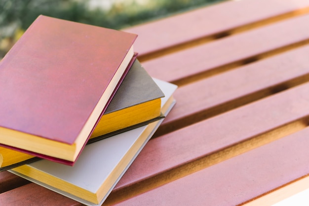 Free photo piled books on a table