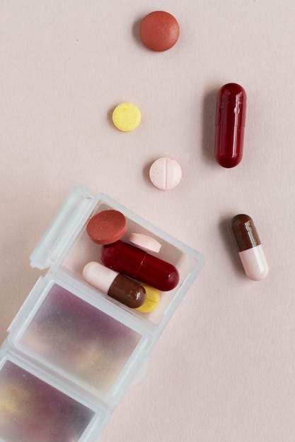 Pill box arrangement still life