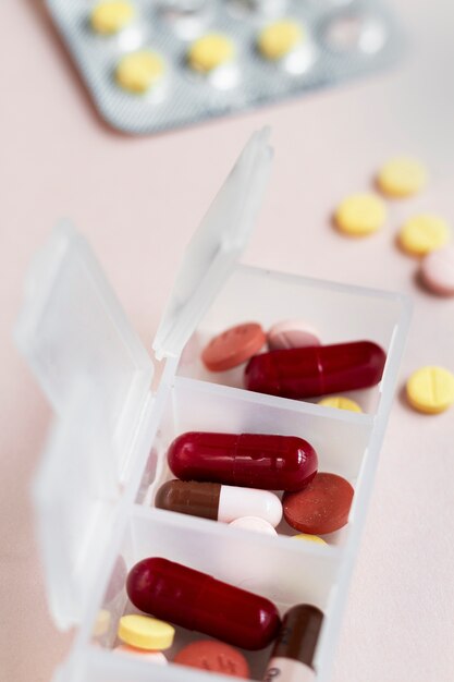 Pill box arrangement still life