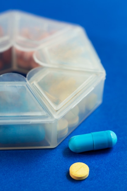 Pill box arrangement still life