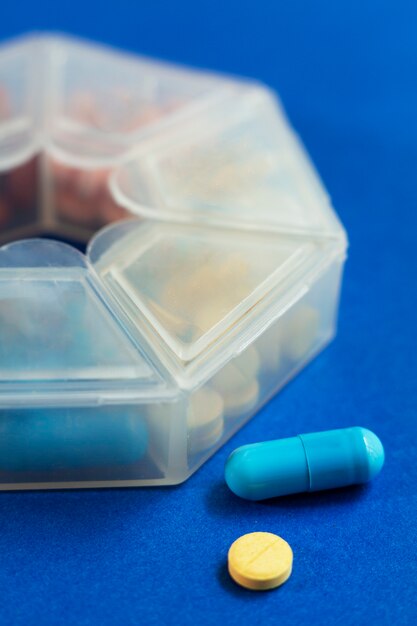 Pill box arrangement still life