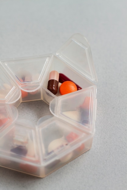 Pill box arrangement still life