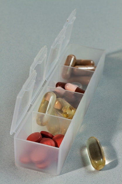 Pill box arrangement still life