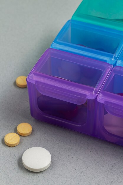 Pill box arrangement still life