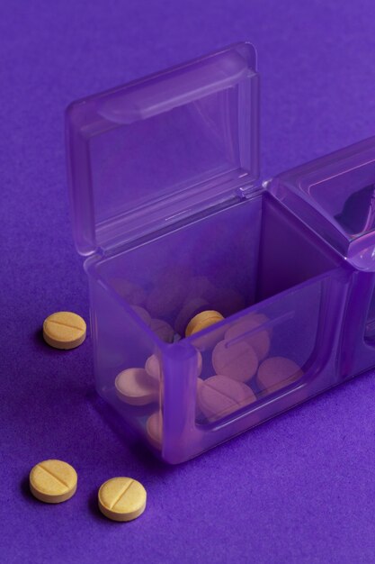 Pill box arrangement still life