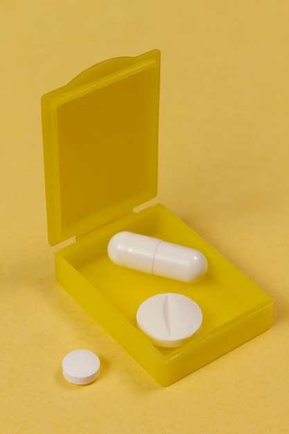 Pill box arrangement still life