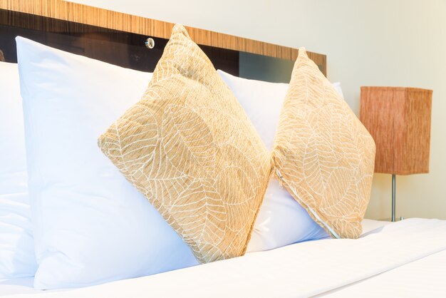 Pillow bed in luxury hotel room