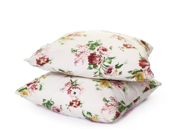 Pillows on white background