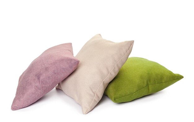 Pillows on white background