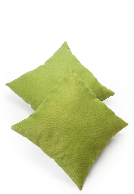 Pillows on white background