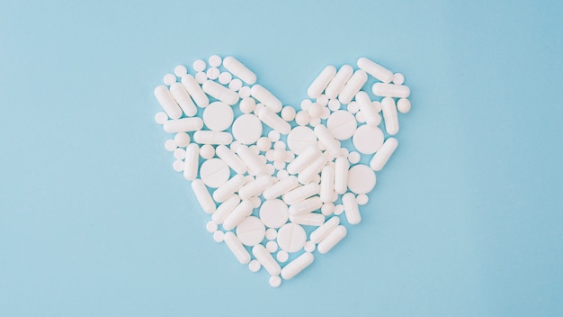 Pills forming heart