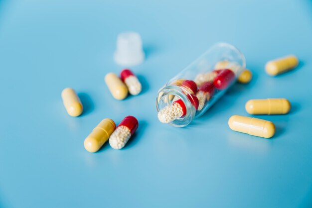 Pills in glass jar