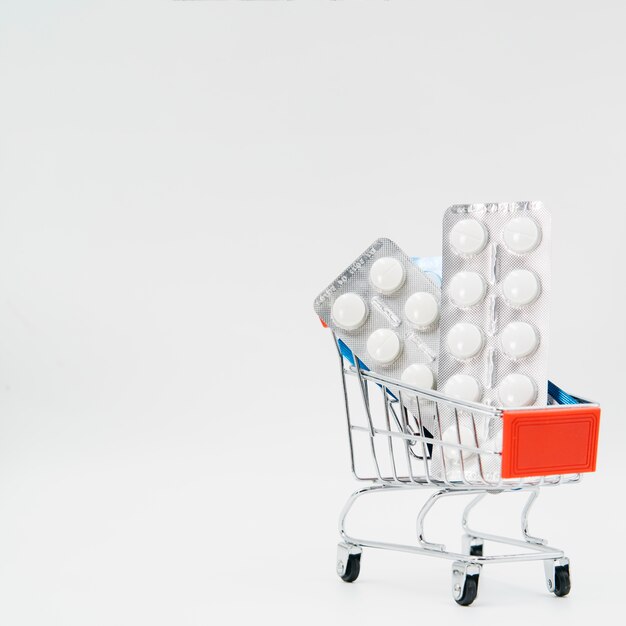 Pills inside shopping cart