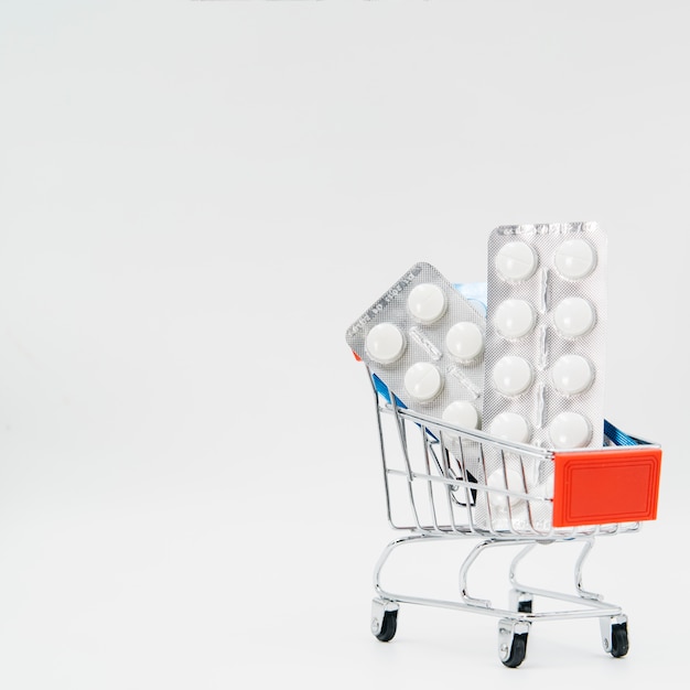 Pills inside shopping cart