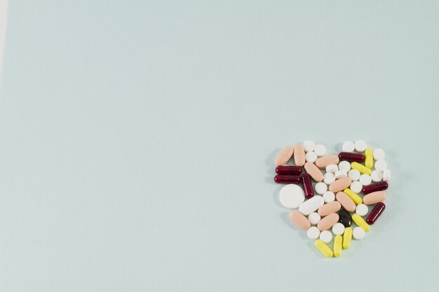 Pills organized in form of heart