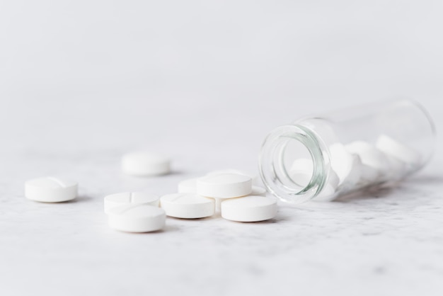 Pills with glass jar