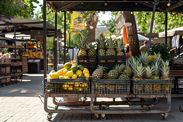 Бесплатное фото Ананасы готовы к продаже