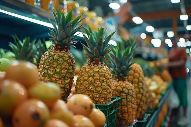 Free photo pineapples ready for sale