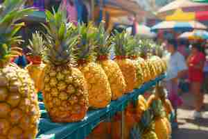 Free photo pineapples ready for sale