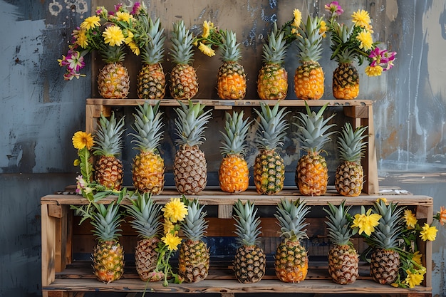 Free photo pineapples ready for sale