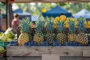 Free photo pineapples ready for sale