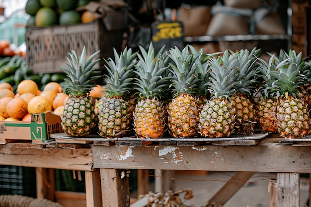 Free photo pineapples ready for sale