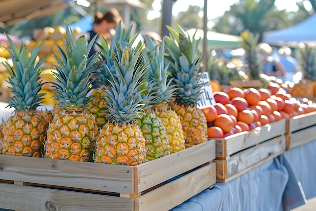 Free photo pineapples ready for sale