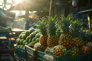 Foto gratuita ananas pronti per la vendita