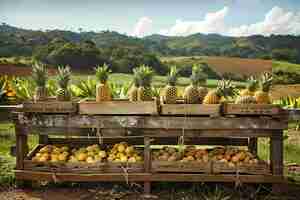 Free photo pineapples ready for sale