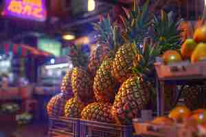 Free photo pineapples ready for sale