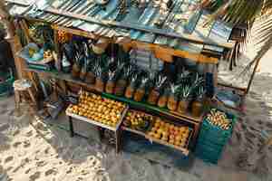 Free photo pineapples ready for sale