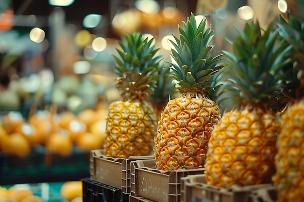 Free photo pineapples ready for sale