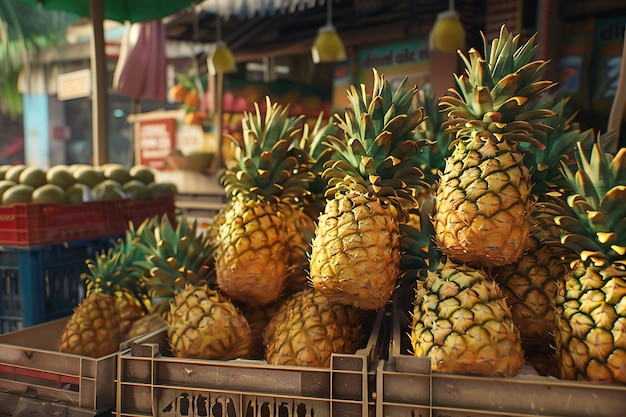 Foto gratuita ananas pronti per la vendita