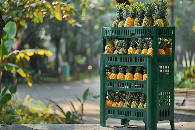 Free photo pineapples ready for sale