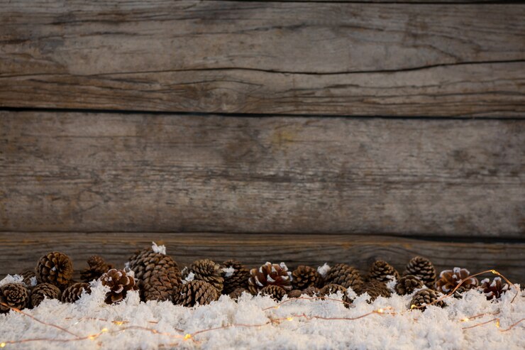 Free Photo pinecone on fake snow