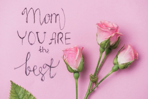 Pink background with flowers and message for mother's day