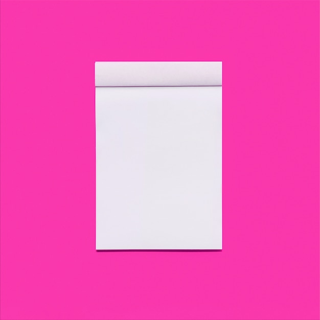 Pink background with notebook