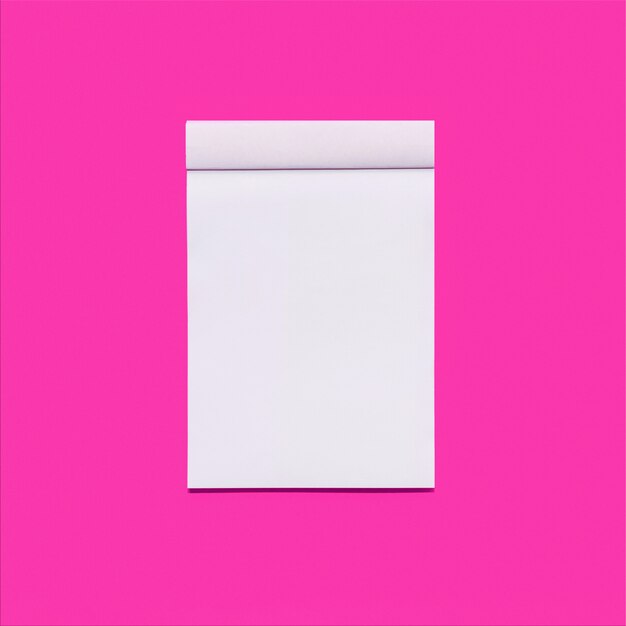 Pink background with notebook