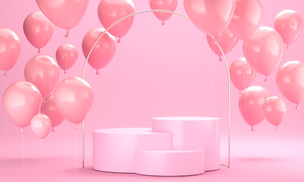 Pink balloons arrangement with stage