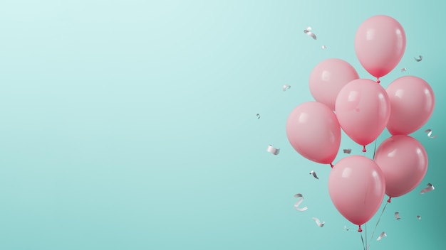 Foto gratuita palloncini rosa con copia spazio