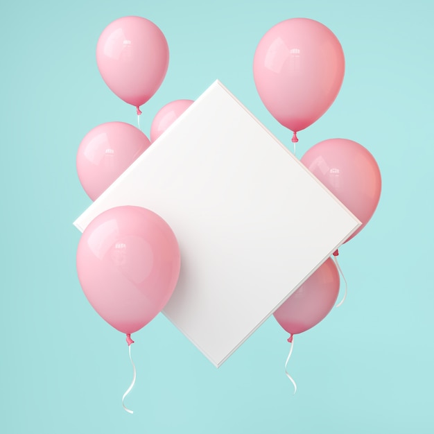 Pink balloons with squared empty canvas