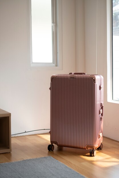 pink big luggage