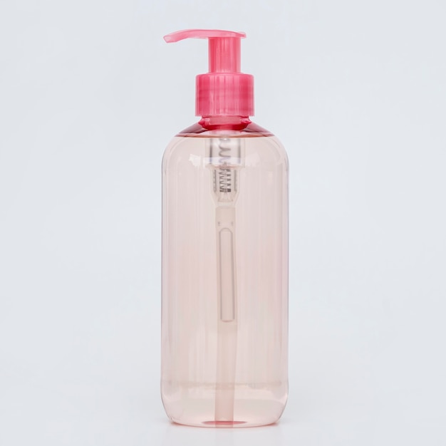 Pink bottle of liquid soap