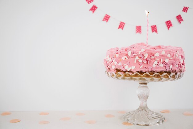 촛불 핑크 케이크