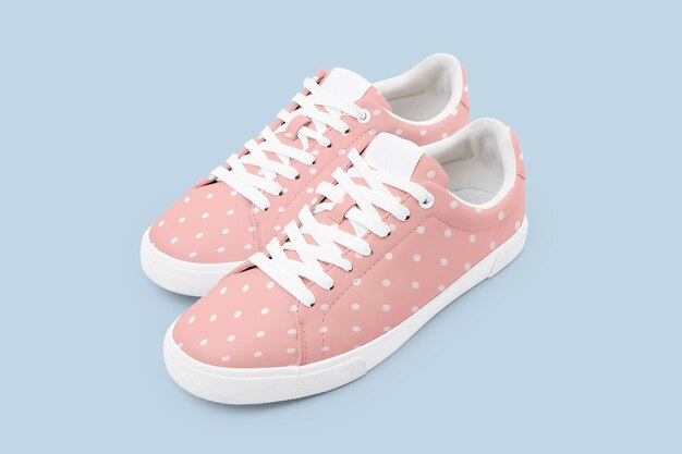 Pink canvas sneakers with polka dot unisex footwear fashion