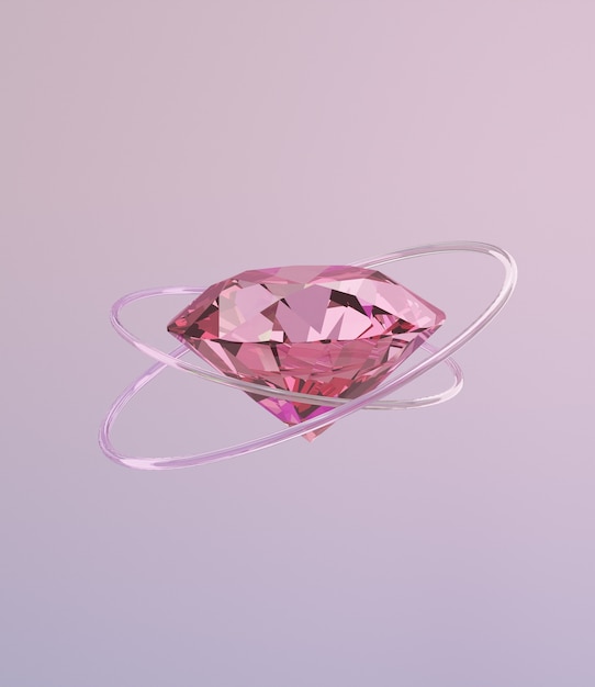 무료 사진 핑크 다이아몬드와 밝은 원 배경