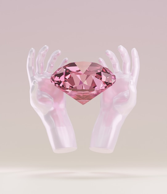 Розовый алмазный фон с руками